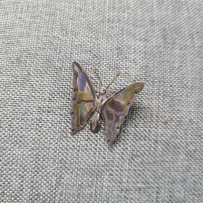 Sterling Silver Abalone Mexico Butterfly Brooch