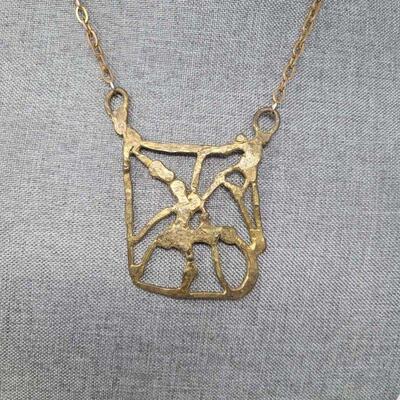 Contemporary Artist Created Brass Pendant Necklace