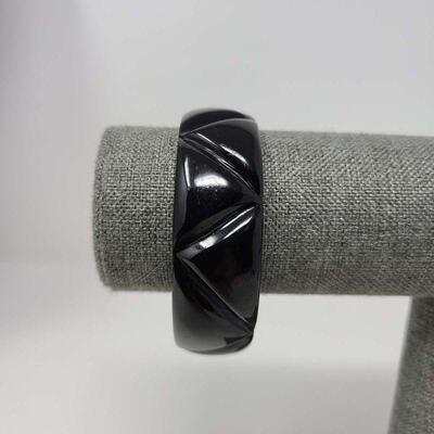Black Bakelite Geometric Bangle Bracelet