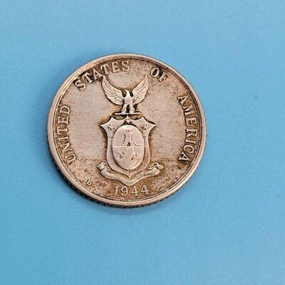 1944-D Philippines / US Twenty Centavos Coin - 75% Silver
