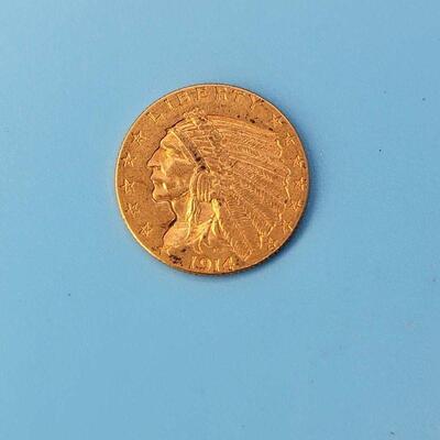 1914-D Indian Head Gold $2.50 Quarter Eagle