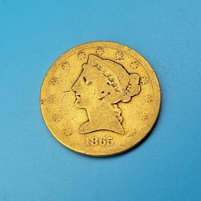 1865 Liberty Head Gold $5 Half Eagle 
