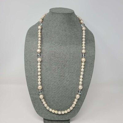 Yves Saint Laurent Faux Pearl Glass Bead Necklace