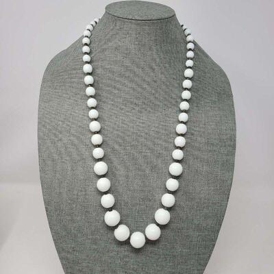 Miriam Haskell Milk Glass Bead Necklace
