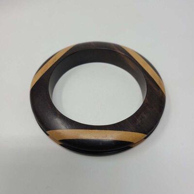 Contemporary Inlaid Wood Bangle Bracelet