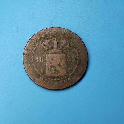 1857 Netherlands East Indies 2 1/2 Cent Coin
