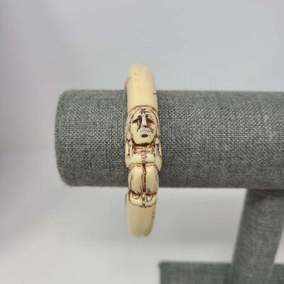 Carved Resin Tribal Bangle Bracelet