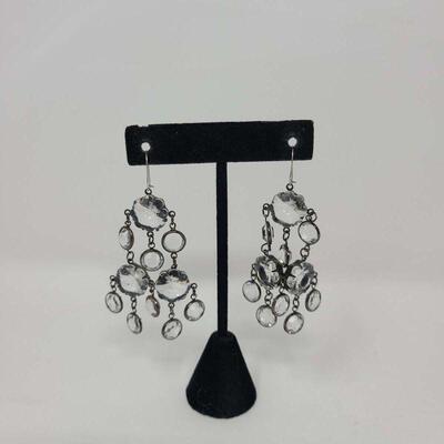 Glass Crystal Chandelier Pierced Earrings