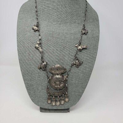 Silver Pakistani Face Necklace