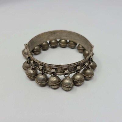 Indian Silver Bells Clasp Cuff Bracelet
