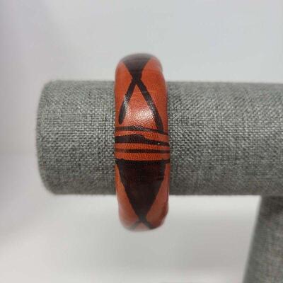 Leather Tribal Bangle Bracelet