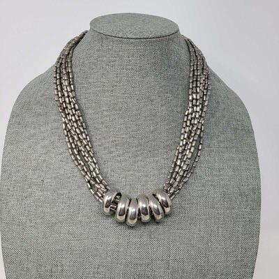 Middle Eastern Silver Bead Multi-Strand Necklace