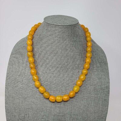 Marigold Yellow Glass Beads Necklace