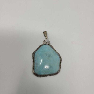 Silver Turquoise Calcite Pendant
