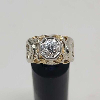 14K Gold 1.5 Carat Mine Cut Diamond Masonic Fraternal Ring Size 8
