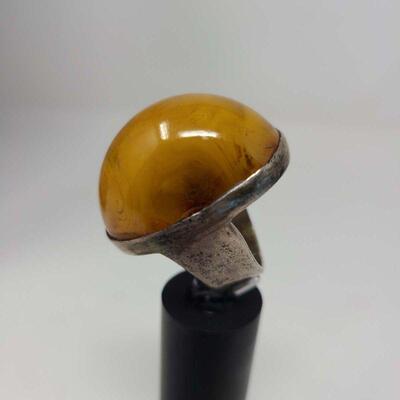 Butterscotch Amber Sterling Silver Ring Size 7