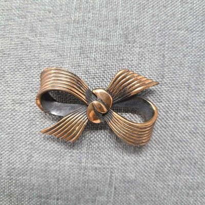 Copper Designer Bow Brooch