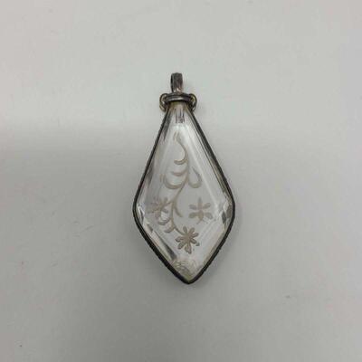 Art Nouveau Etched Crystal Silver Pendant