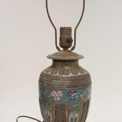 1015	INTRICATE CHAMPLEVE LAMP, 21 1/2 IN TOTAL HEIGHT
