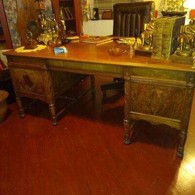 One of a kind large carved desk made in Italy by descendants of Leonardo da Vinci.