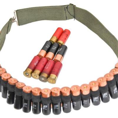 Belt with 25 12 ga. shells. Plus other lots of ammo.