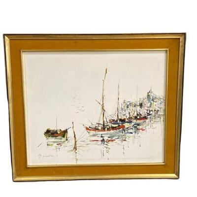 Lot 085
Oil on Canvas Yacht Club Scene Signed