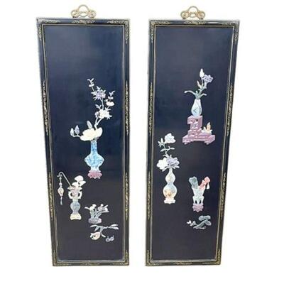 Lot 230a
Vintage Chinese Lacquer & Hardstone Decorative Panels