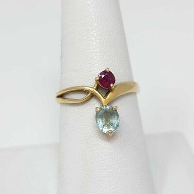 1786 Gold 2 Stone Ring. Size 7
