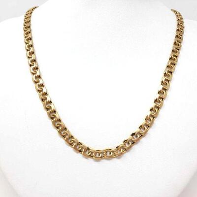 120: 18k Gold Chino Link Chain, 41.9g
Weighs Approx: 41.9g
Measures Approx: 22
