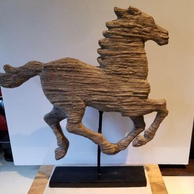 Art... mid-century Style brutalist composite sculpture of horse in motion