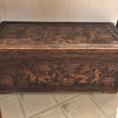 Haitian carved trunk