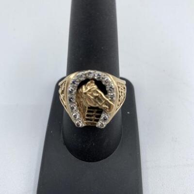 10k Diamond Encrusted Horseshoe Ring, Size 10