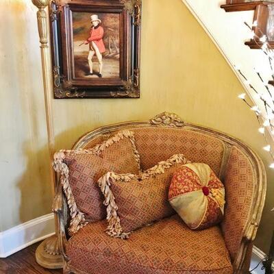 Antique French Provincial Golden Gilded Settee