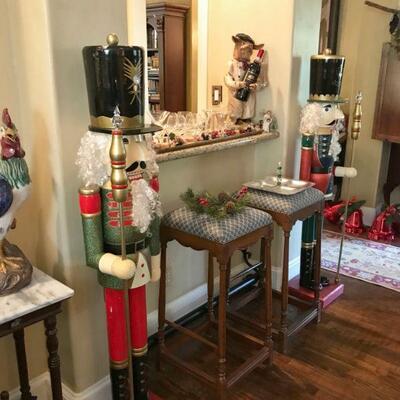 5 Foot Tall Nutcrackers and a f
ull Bar with tall french country bar stools