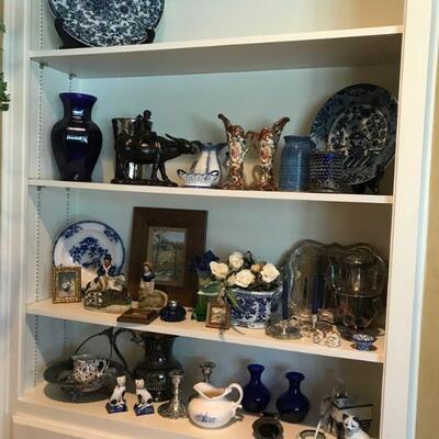 Assortment of Blue and White pieces from Flo Blue to Delf