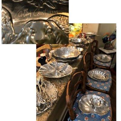 Arthur Court Pewter Serving Pieces, one Signed