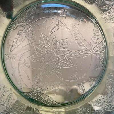 Jeannette depression glass green floral Poinsettia plates