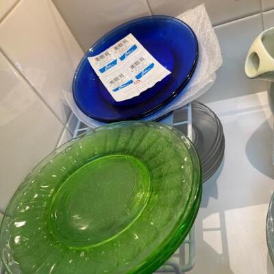 Jeannette depression glass green floral Poinsettia plates