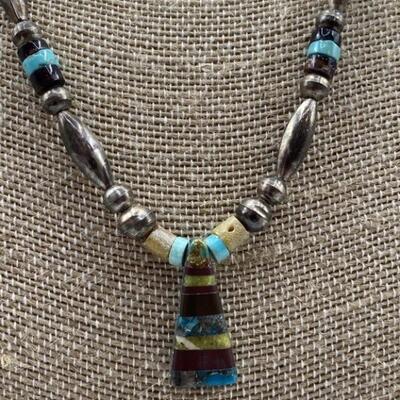925 Silver and Turquoise Navajo Necklace total