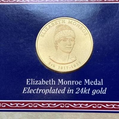 U.S. Mint Elizabeth Monroe Gold Plated Medal