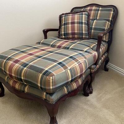 French Lounge Chair with Ottoman, 1 of 2