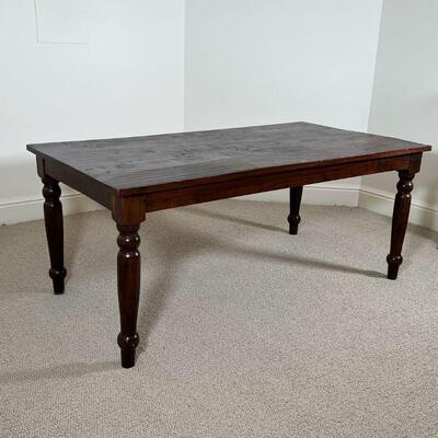 WOOD DINING TABLE | Solid wood dining table on tapering legs, some wear to top but appearing in overall excellent condition; h. 30-1/4 x...