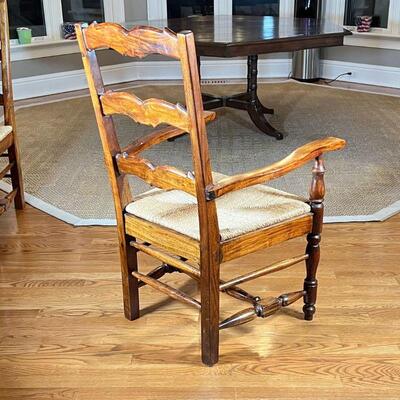 (6pc) PROVINCIAL STYLE CHAIRS | Including 4 side chairs and 2 armchairs with rush seats (h. 42 x 25 x 24 in.)