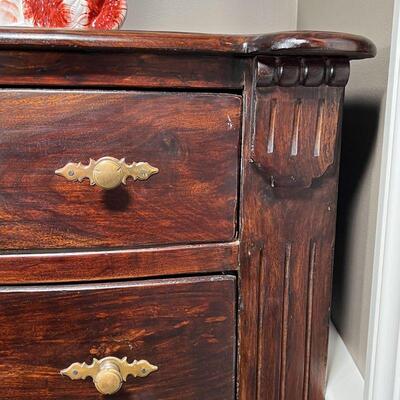 CARVED BOWFRONT TALL CHEST | Tall dresser; h. 55-1/2 x w. 42 x d. 25 in.