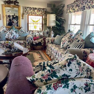 Parlor room couches in floral collection 