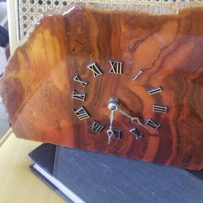 great clock made from petrified wood