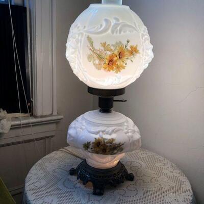 Victorian table lamp hand painted