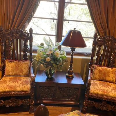 Hand carved arm chairs (2 available)