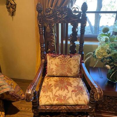 Hand carved arm chairs (2 available)
