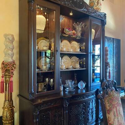 Spanish alder carved curio Buffett-$6,500